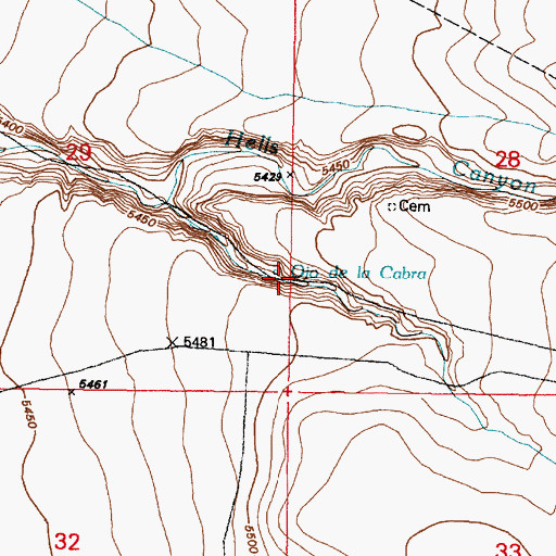 Topographic Map of Ojo de la Cabra, NM