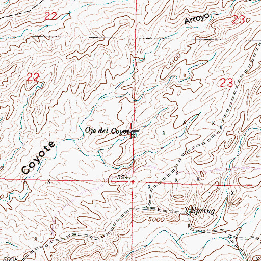 Topographic Map of Ojo del Coyote, NM