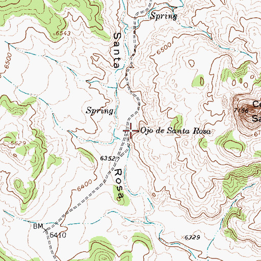 Topographic Map of Ojo De Santa Rosa, NM