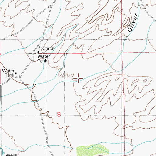 Topographic Map of Oliver Spring Canyon, AZ