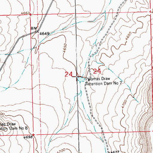 Topographic Map of Palomas Draw Retention Dam Number 7, NM