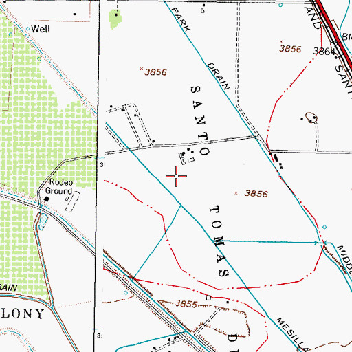 Topographic Map of Santo Tomas De Yturbide Colony Tract Number 1, NM