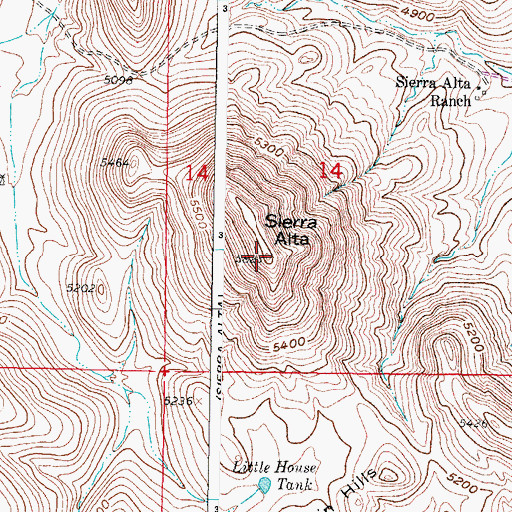 Topographic Map of Sierra Alta, NM