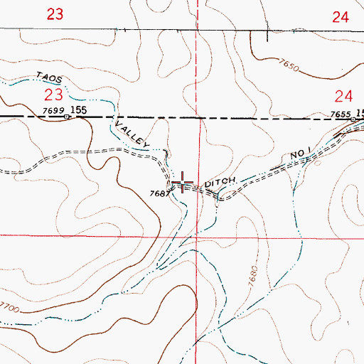 Topographic Map of Taos Valley Ditch Number 1, NM