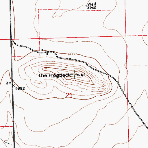 Topographic Map of The Hogback, NM