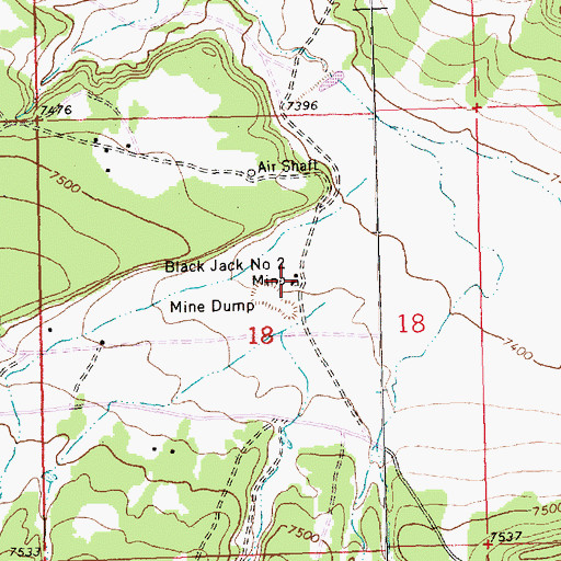 Topographic Map of Black Jack Mine Number Two, NM