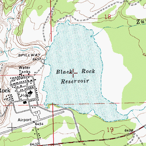 Topographic Map of Black Rock Reservoir, NM