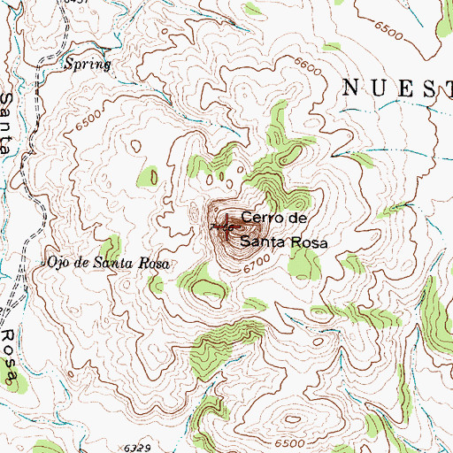 Topographic Map of Cerro de Santa Rosa, NM