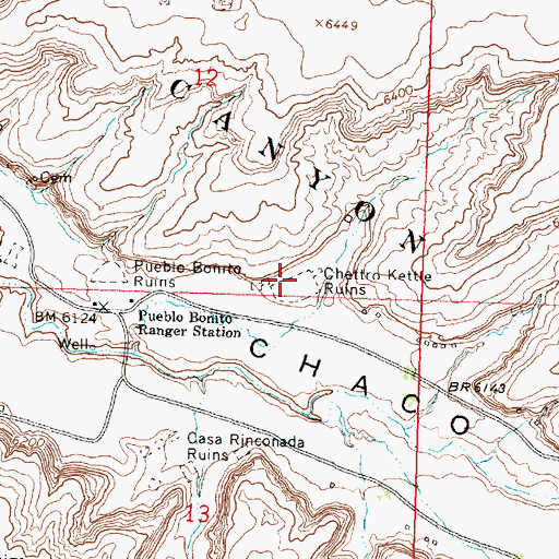 Topographic Map of Chettro Kettle, NM