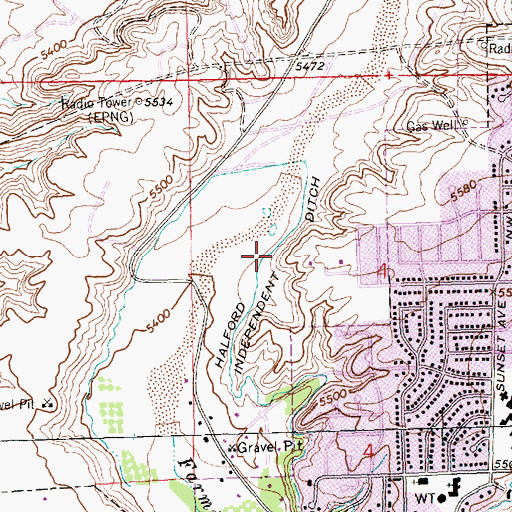 Topographic Map of Halford Independent Ditch, NM