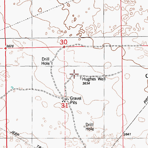Topographic Map of Hughes Well, NM