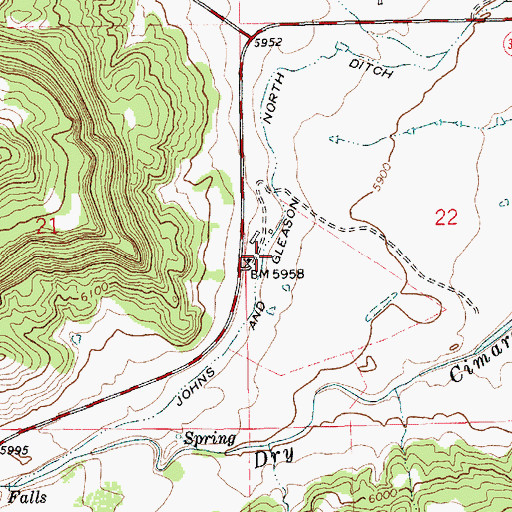Topographic Map of Johns and Gleason North Ditch, NM