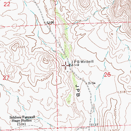 Topographic Map of JPB Windmill, NM