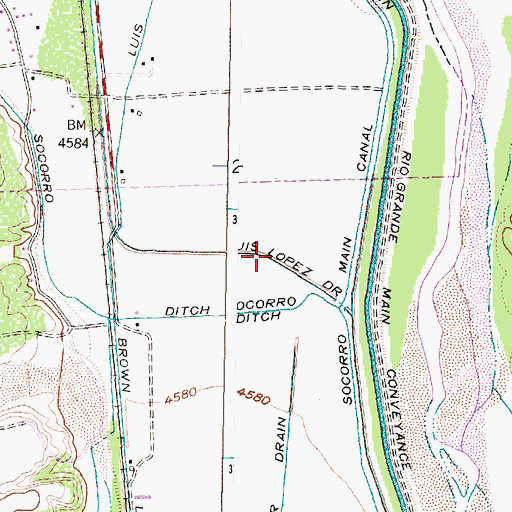 Topographic Map of Luis Lopez Drain, NM