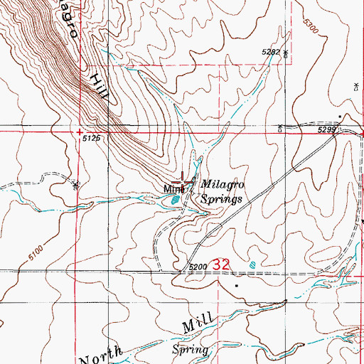 Topographic Map of Milagro Springs, NM