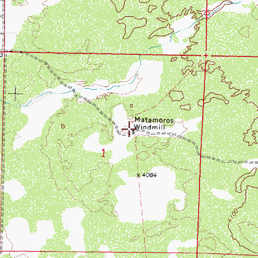 Topographic Map of Matamoros Windmill, NM