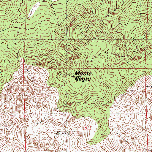 Topographic Map of Monte Negro, NM
