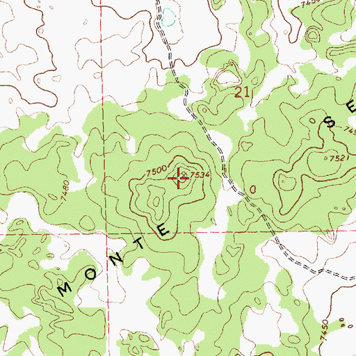 Topographic Map of Monte Seco, NM