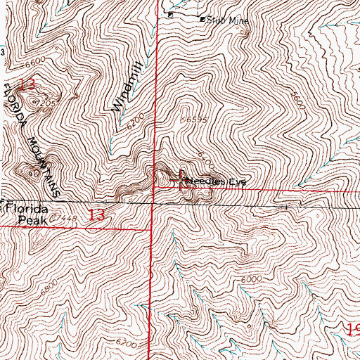 Topographic Map of Needles Eye, NM