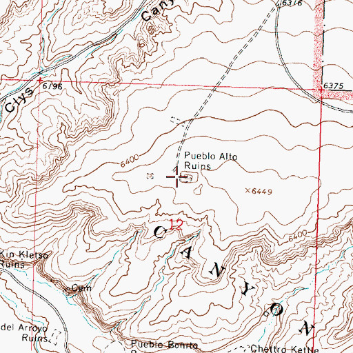 Topographic Map of Pueblo Alto (historical), NM