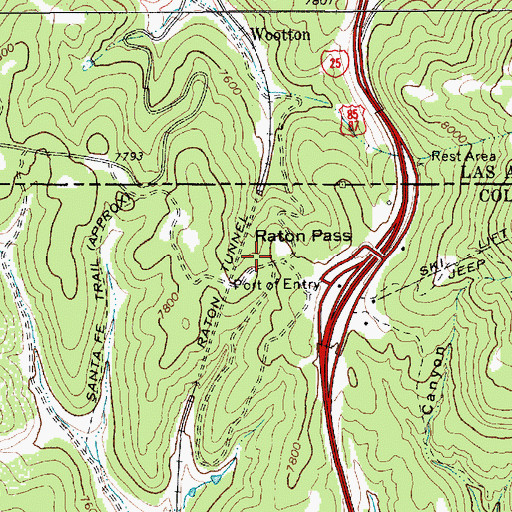 Topographic Map of Raton Pass, NM