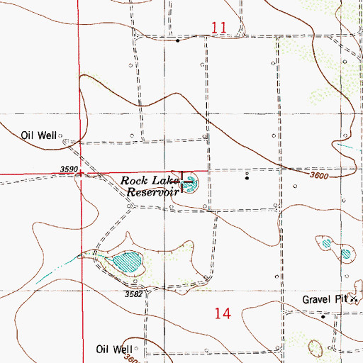 Topographic Map of Rock Lake Reservoir, NM