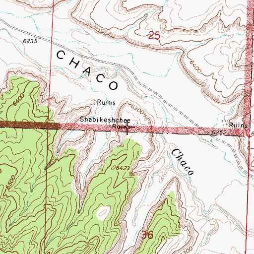 Topographic Map of Shabikeshchee (historical), NM