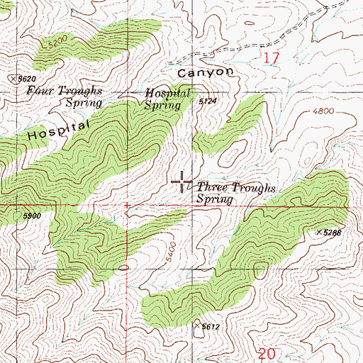Topographic Map of Three Troughs Spring, NM