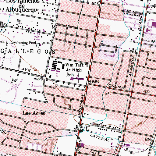 Topographic Map of Taft Middle School, NM