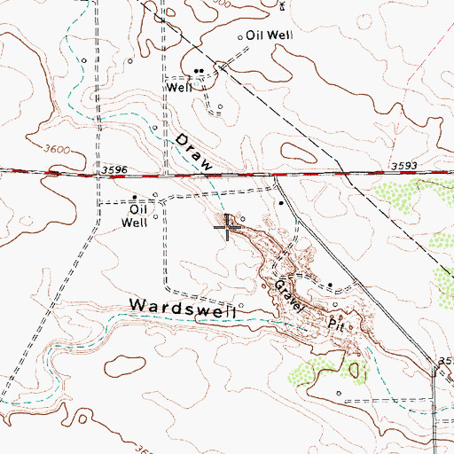 Topographic Map of Wards Draw, TX