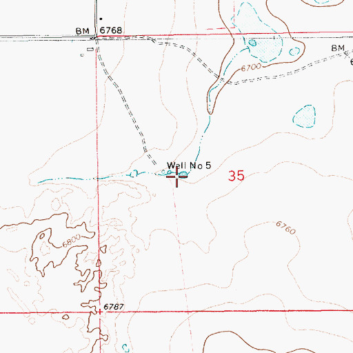 Topographic Map of Number Five Well, NM