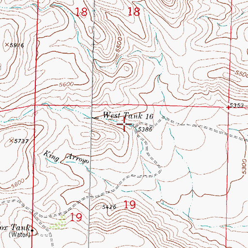 Topographic Map of West Tank Sixteen, NM