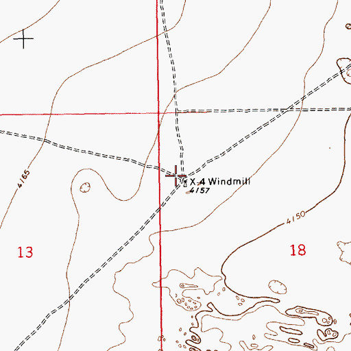 Topographic Map of X Four Windmill, NM