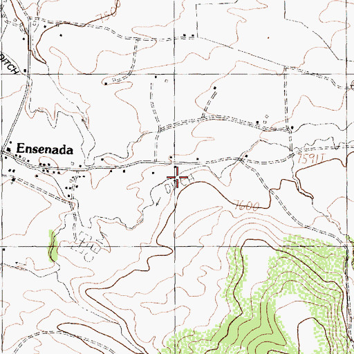 Topographic Map of Ensenada Ditch, NM