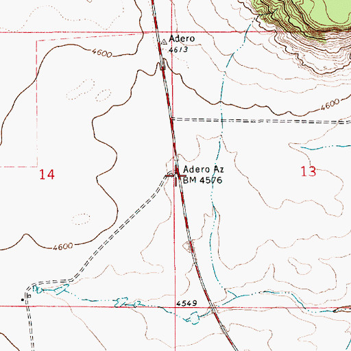 Topographic Map of Adero Az, NM