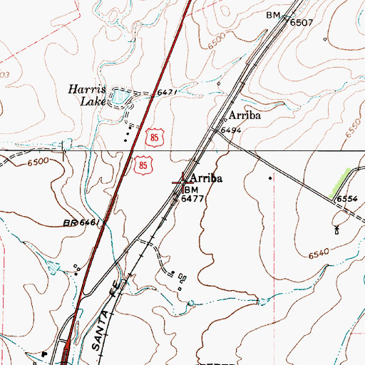 Topographic Map of Arriba, NM