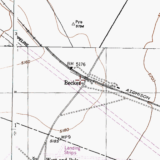 Topographic Map of Becker, NM
