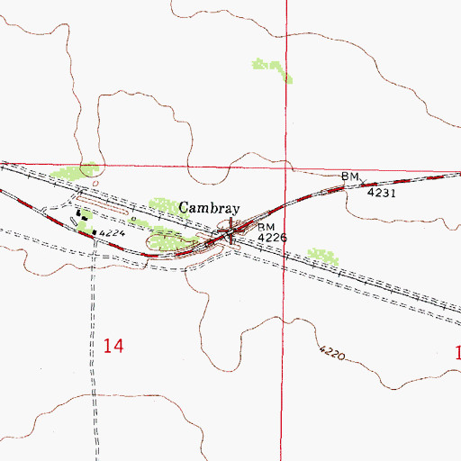 Topographic Map of Cambray, NM