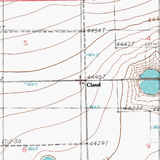 Topographic Map of Claud, NM