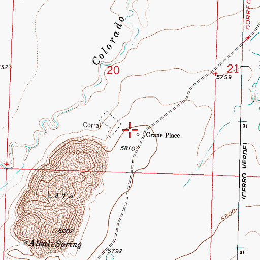 Topographic Map of Crane Place, NM