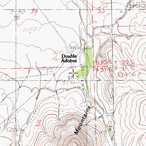 Topographic Map of Double Adobes, NM