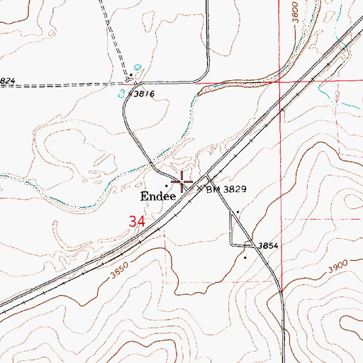 Topographic Map of Endee, NM