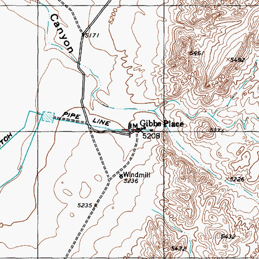 Topographic Map of Gibbs Place, NM