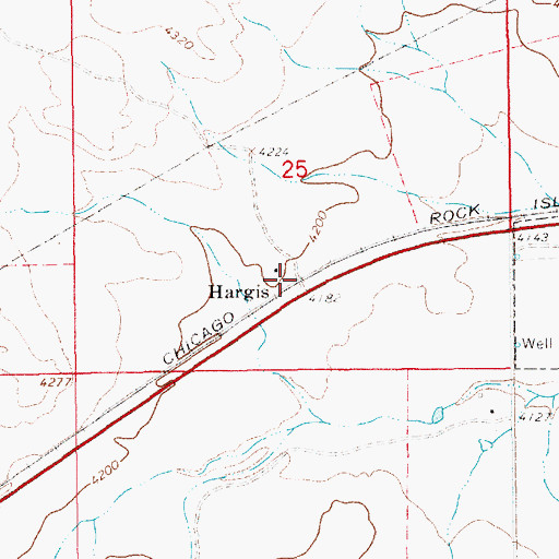 Topographic Map of Hargis, NM