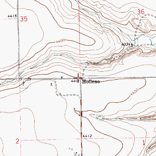 Topographic Map of Hollene, NM