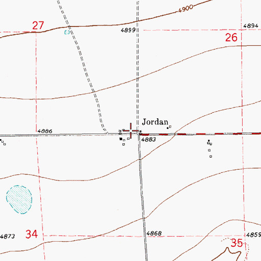 Topographic Map of Jordan, NM