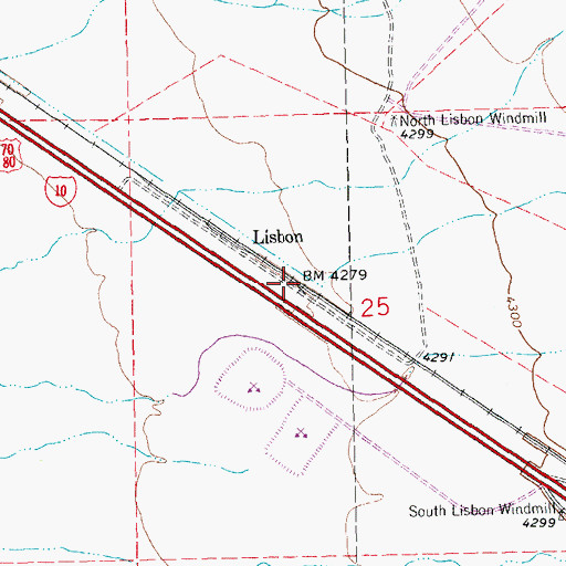 Topographic Map of Lisbon, NM
