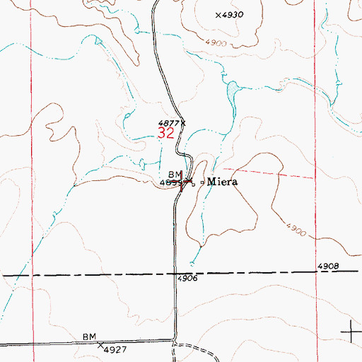 Topographic Map of Miera, NM