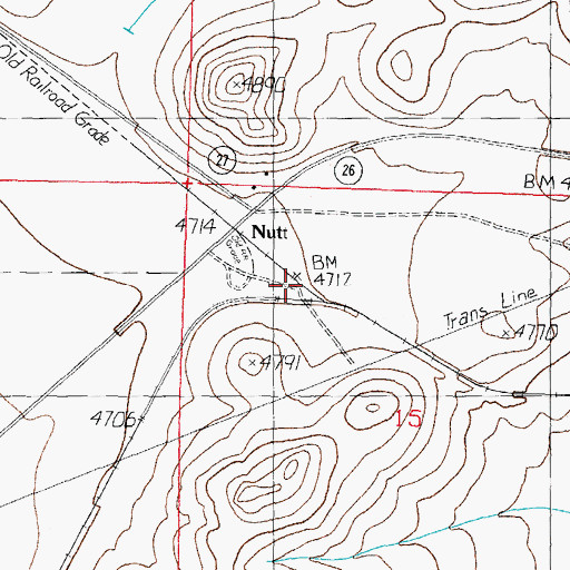 Topographic Map of Nutt, NM