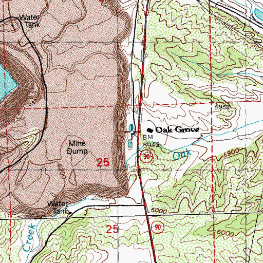 Topographic Map of Oak Grove, NM